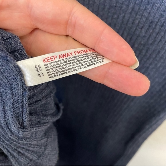 Anthropologie Daily Practice Blue Ribbed Ruffle Hem Slim Tank Dress Size L - Picture 9 of 12